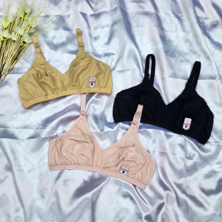 Non-Padded Cotton Bras for Daily Wear - Pack of 3 - Liora