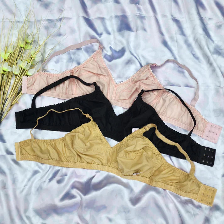 Non-Padded Cotton Bras for Daily Wear - Pack of 3 - Liora